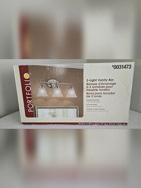 Portfolio 3-Light Vanity Bar Wall Mounted Brushed Nickel Bell Shade 0031473